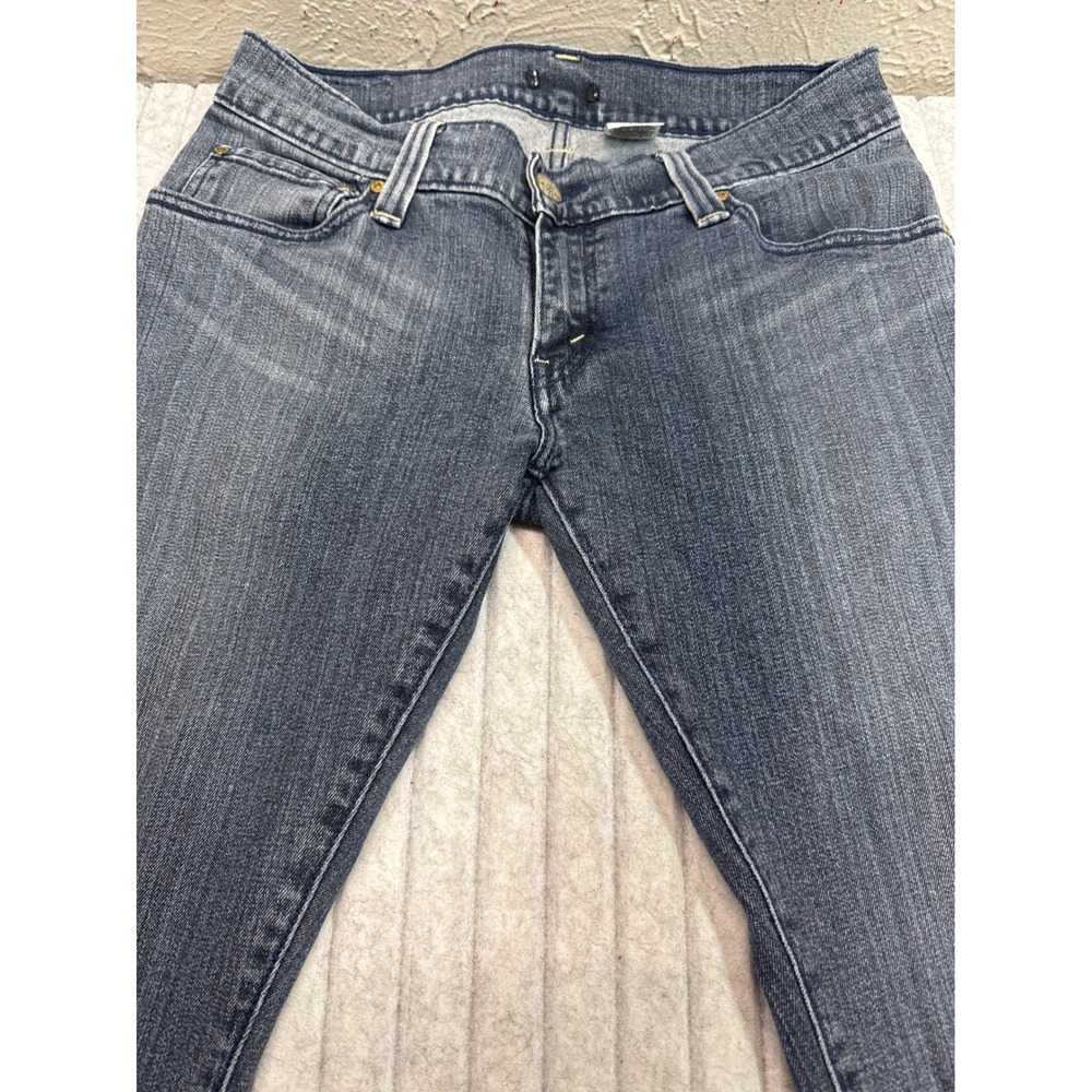 Levis Women 11M Dark Wash Rhinestone Back Pocket Bootcut Jeans Stretch Denim